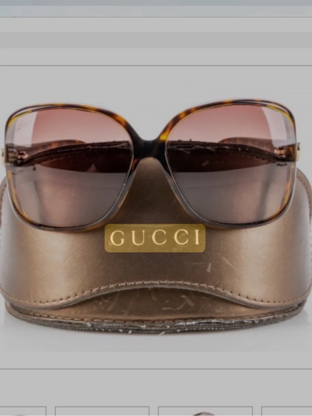 Gucci Tortoiseshell Frame Sunglasses with Brown Gradient Lenses